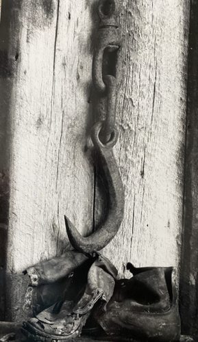 A pair of boots and a hook, waiting for workman who will never come. (Photo: Sy Beattie)